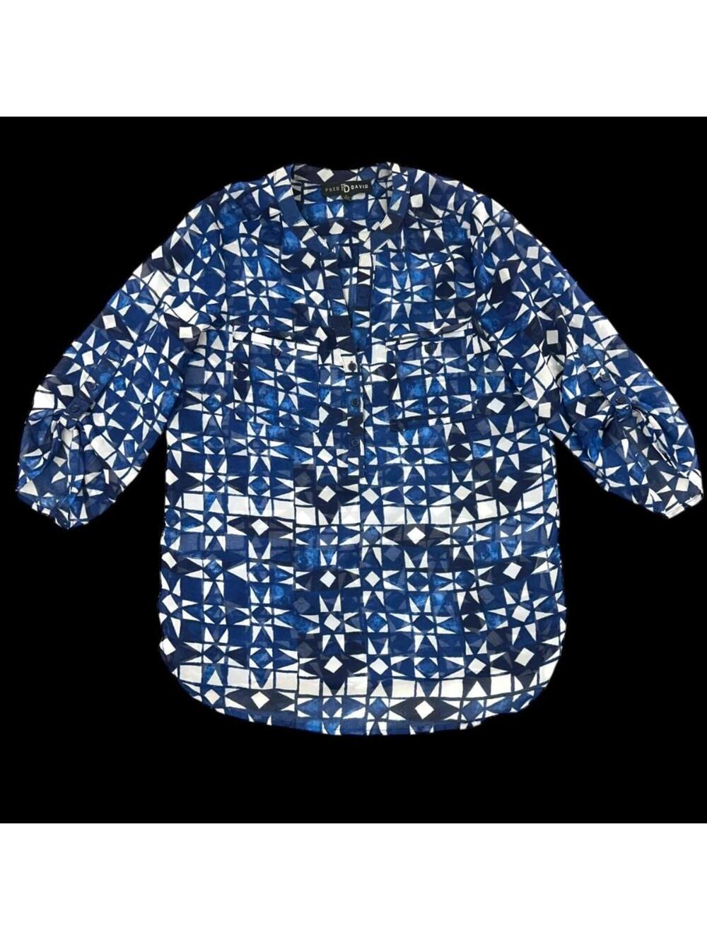 Fred David Geometric Blue Blouse
